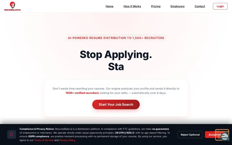 Screenshot of ResumeBlast.ai