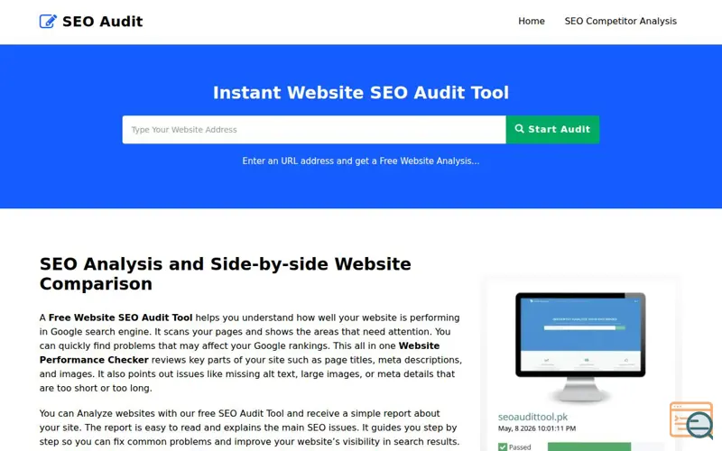 Screenshot of SEO Audit Tool