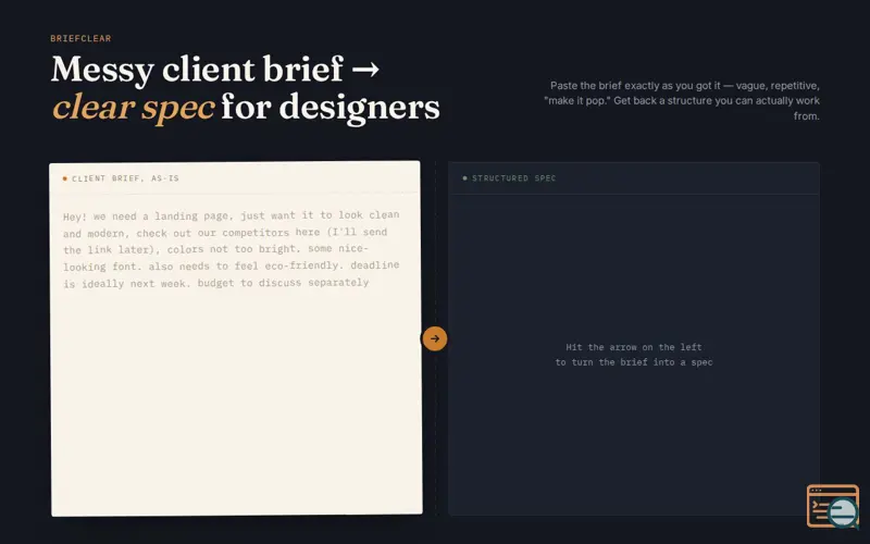Screenshot of BriefClear