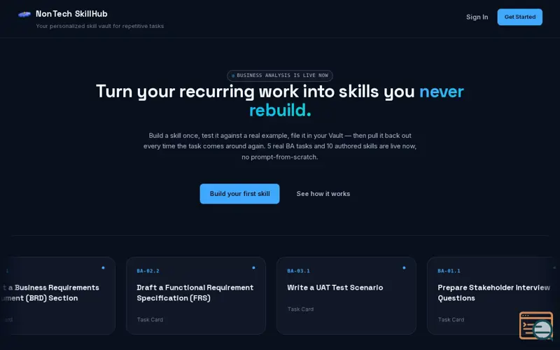 Screenshot of NonTech SkillHub