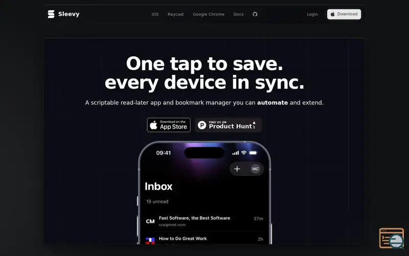 Screenshot of Sleevy - Scriptable Bookmark Manager App