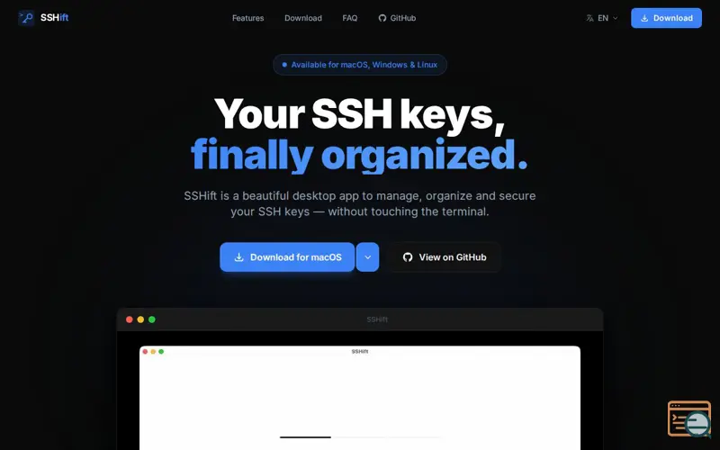 Screenshot of SSHift