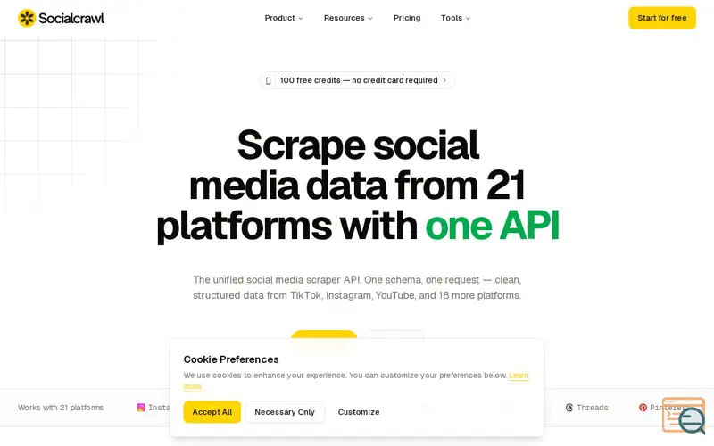 Screenshot of Socialcrawl