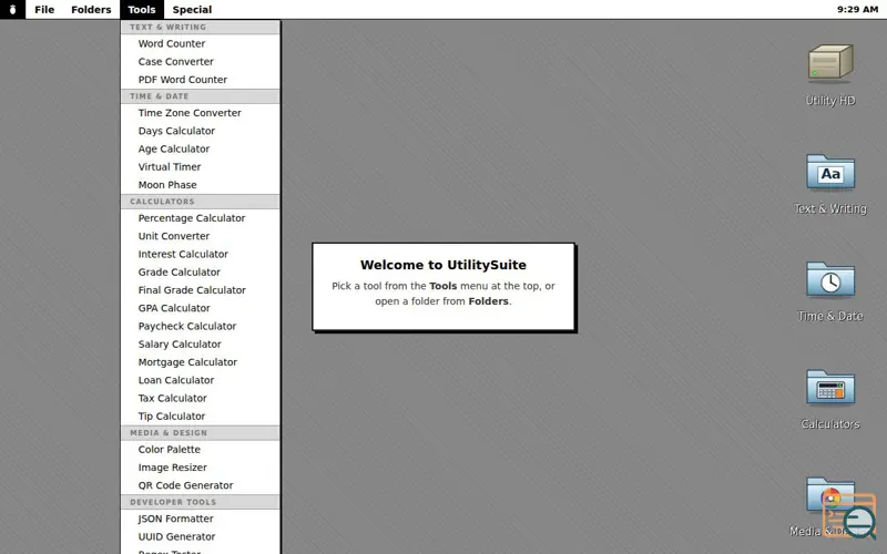 Screenshot of UtilitySuite.io