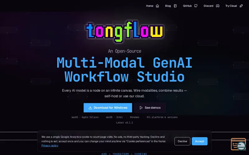 Screenshot of TongFlow - Open-source GenAI studio
