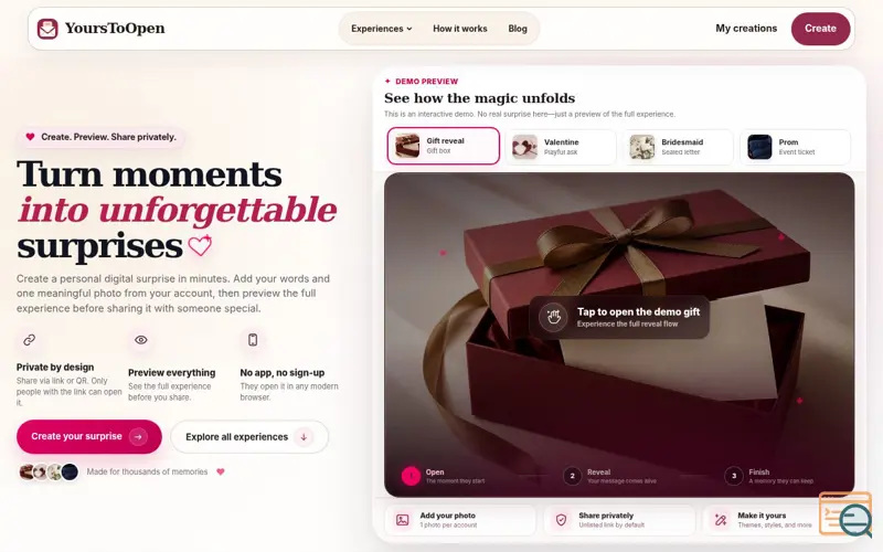 Screenshot of YoursToOpen