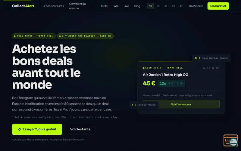 Screenshot of CollectAlert