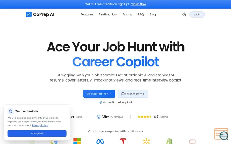 Screenshot of CoPrep AI