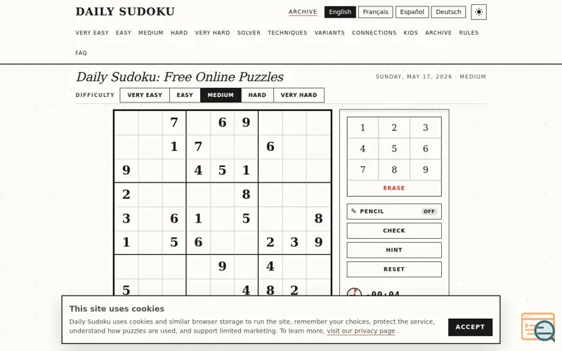 Screenshot of Daily Sudoku