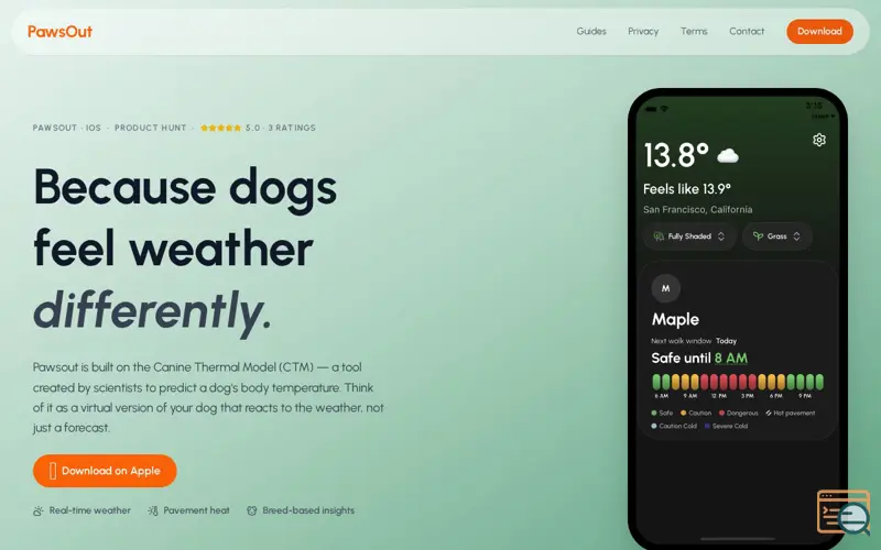 Screenshot of PawsOut | Dog Weather App