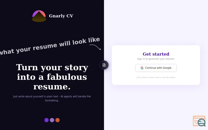 Screenshot of Gnarly CV