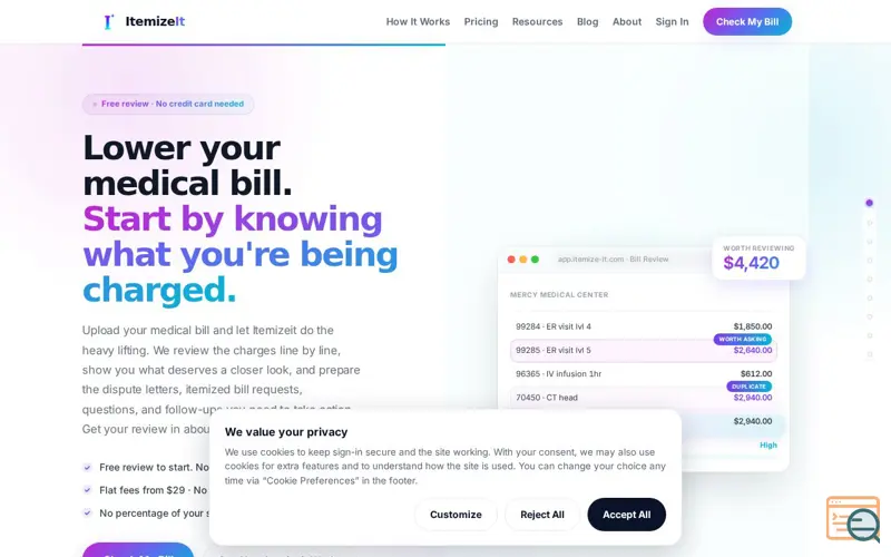 Screenshot of Itemizeit