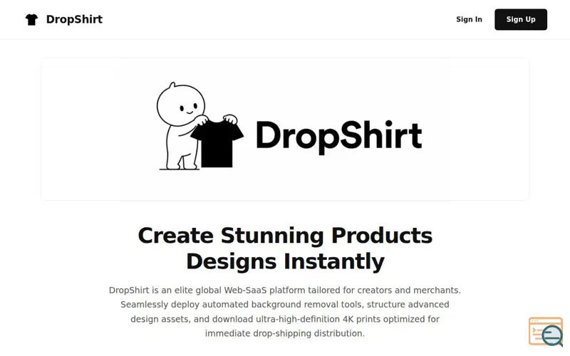 Screenshot of DropShirt, a launch using Reditus