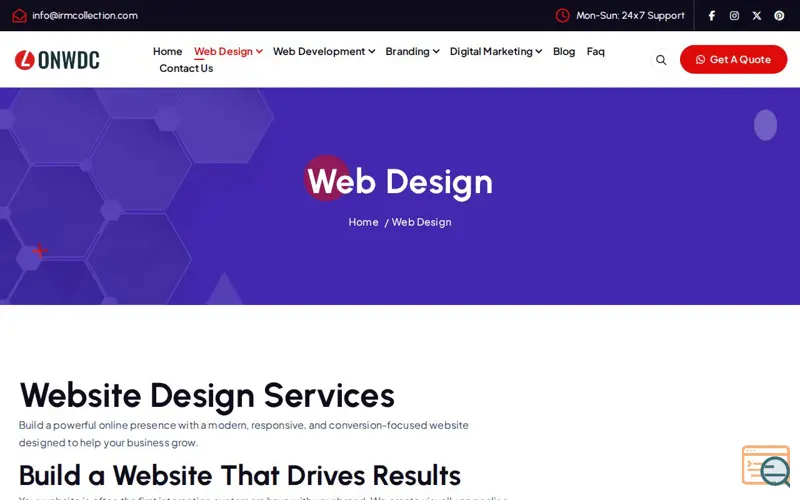 Screenshot of Website Design Services