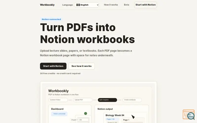 Screenshot of Workbookly