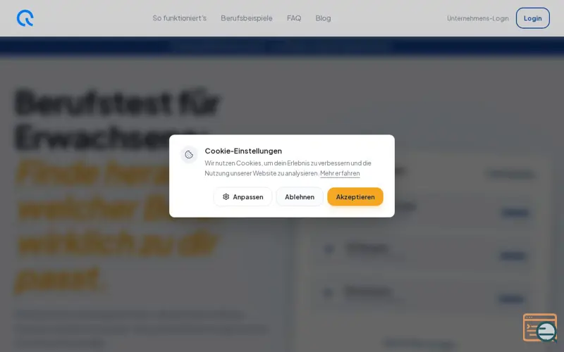 Screenshot of Berufstest für Erwachsene