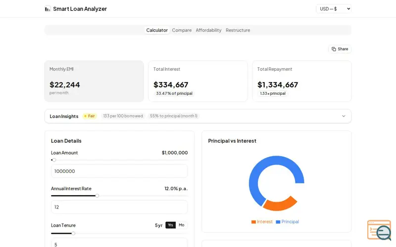 Screenshot of Smart Loan Analyzer