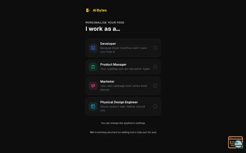 Screenshot of AI Bytes