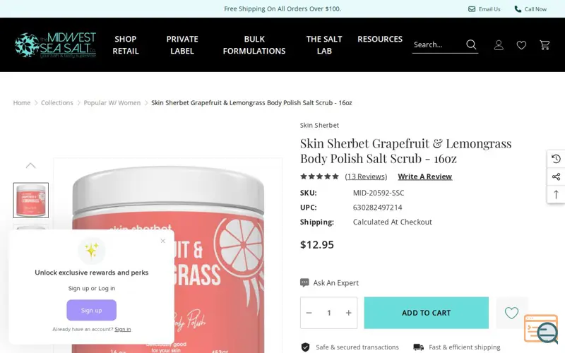 Screenshot of Lemongrass Body Polish Salt Scrub - 16oz