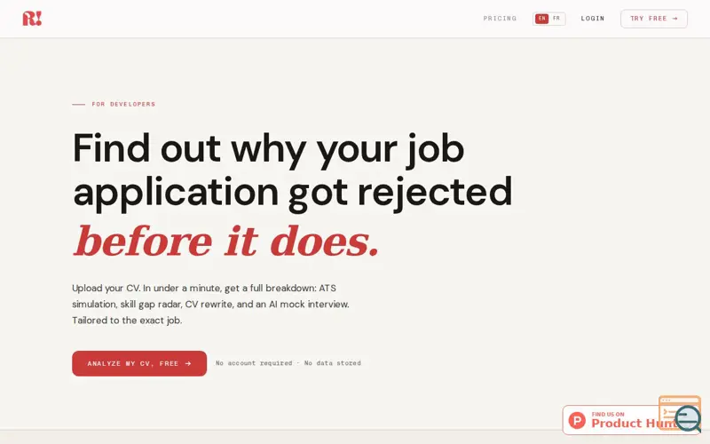 Screenshot of RejectCheck