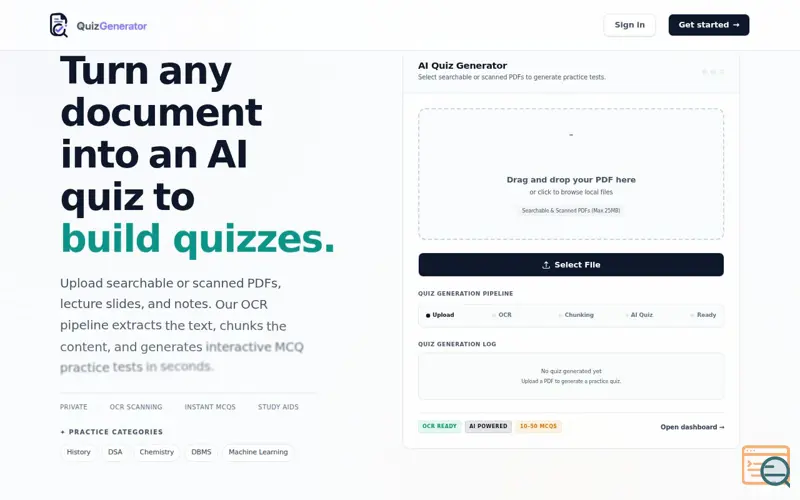 Screenshot of QuizGens