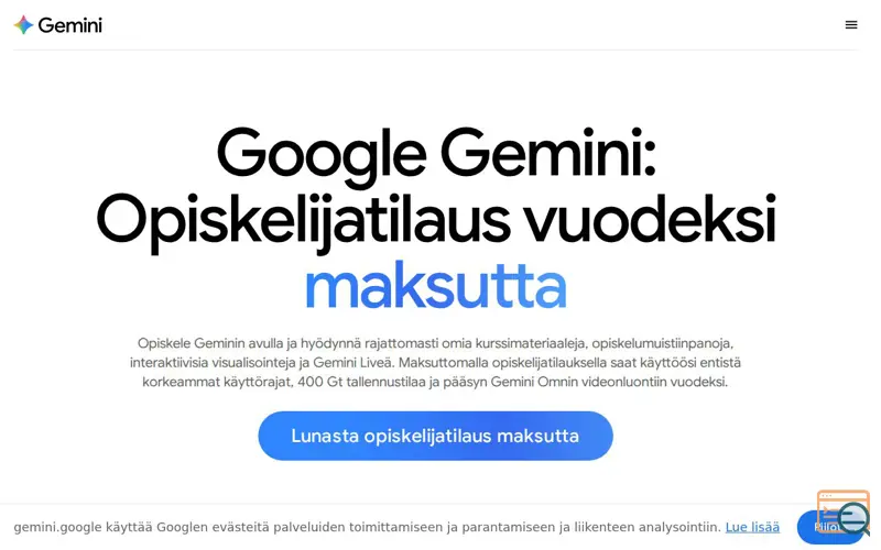 Screenshot of Gemini for Students