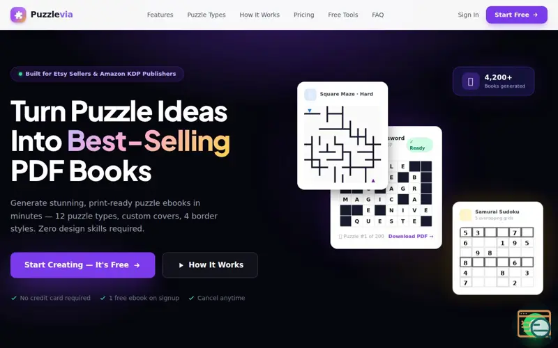Screenshot of Puzzle Book Generator for Etsy & KDP