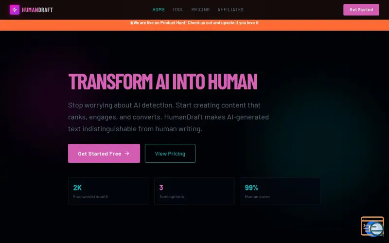 Screenshot of Human Draft