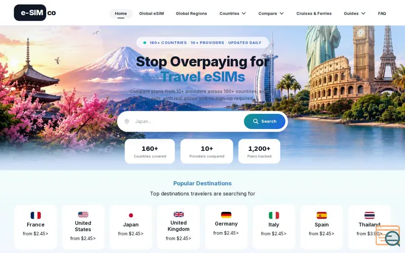 Screenshot of e-sim.co