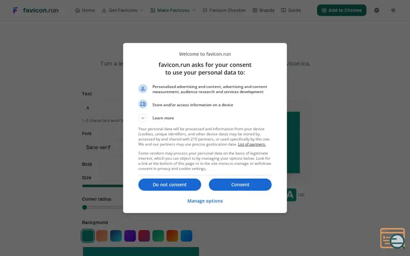 Screenshot of Text to Favicon