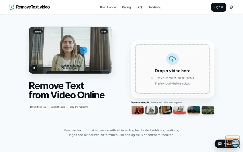 Screenshot of RemoveText.video, a launch using ToolDirs