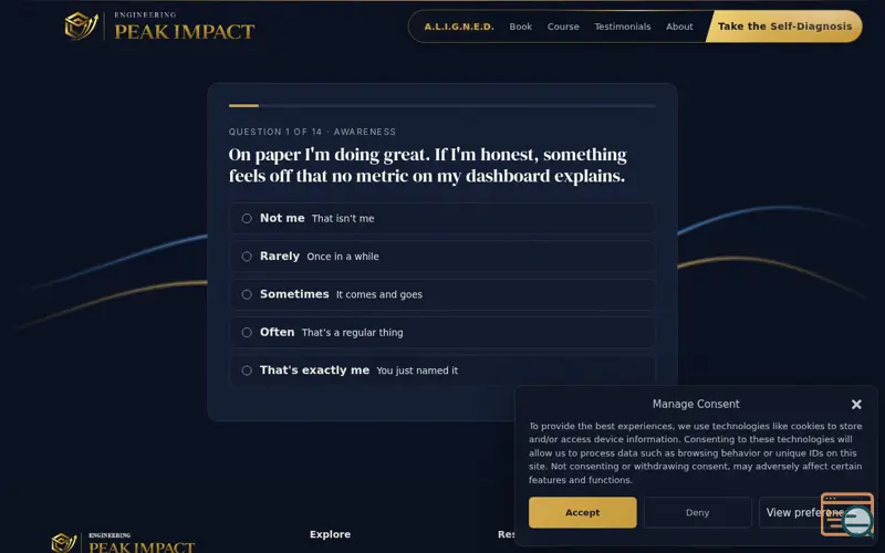 Screenshot of A.L.I.G.N.E.D. Self-Diagnosis