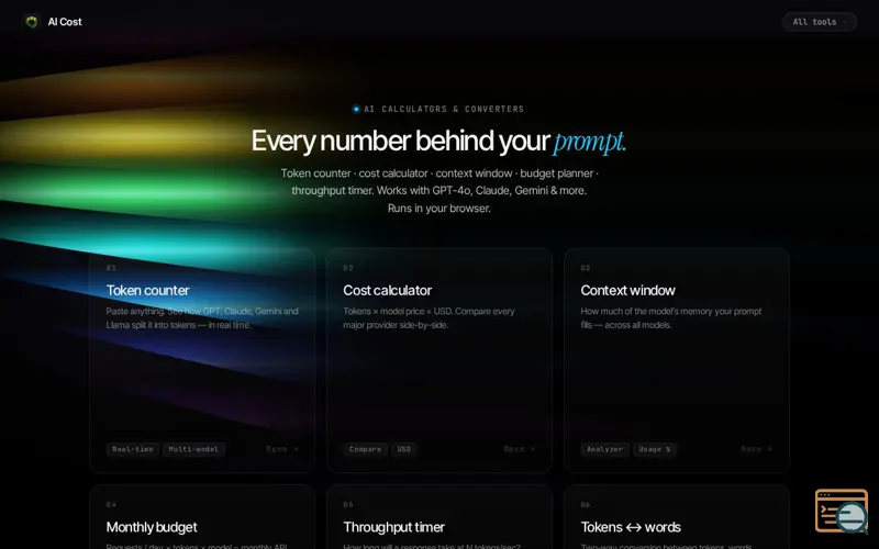 Screenshot of AI Cost —Token Counter & Cost Calculator