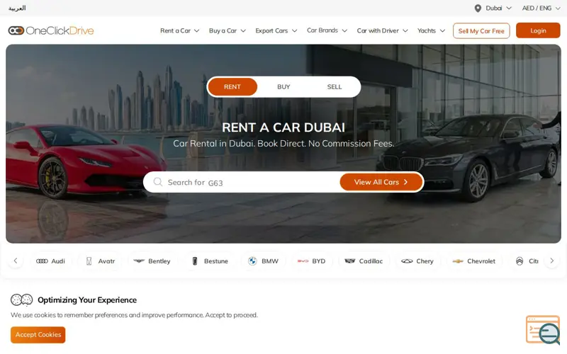 Screenshot of OneClickDrive.com