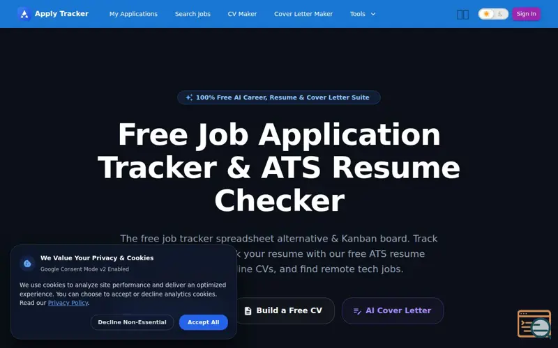 Screenshot of Apply Tracker