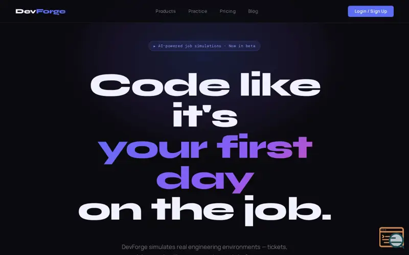 Screenshot of DevForge — Real