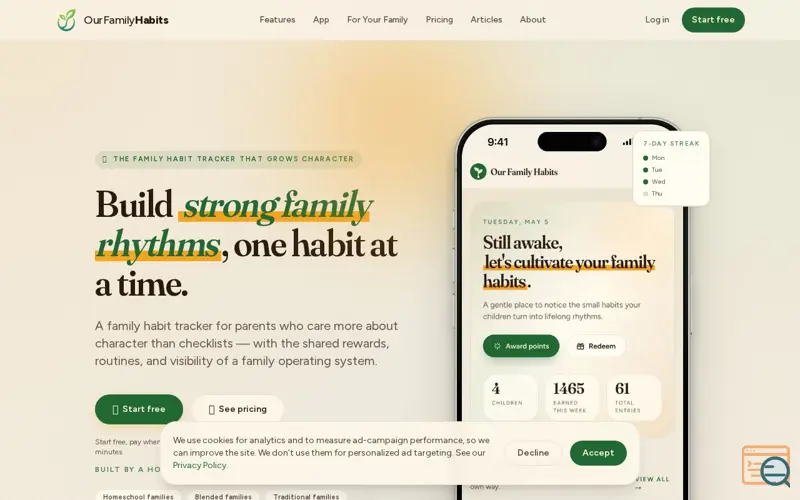 Screenshot of Our Family Habits App