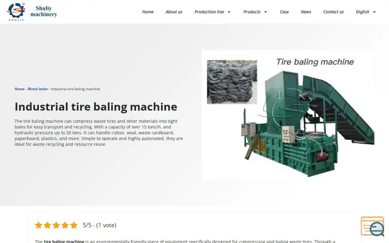 Screenshot of Waste Tire Baler Machine