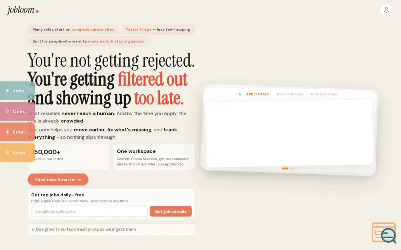 Screenshot of JobLoom