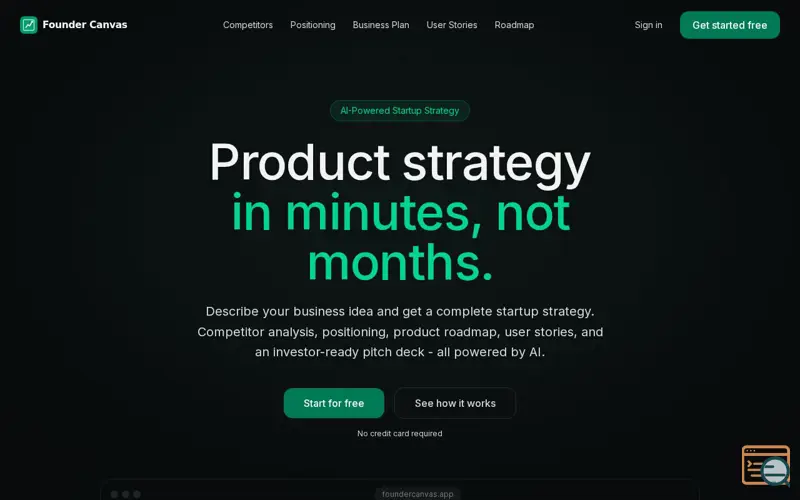 Screenshot of Founder Canvas