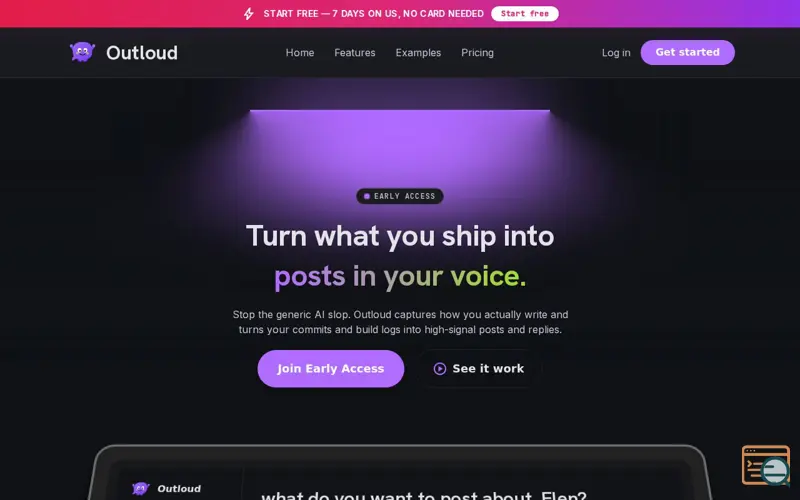 Screenshot of Outloud