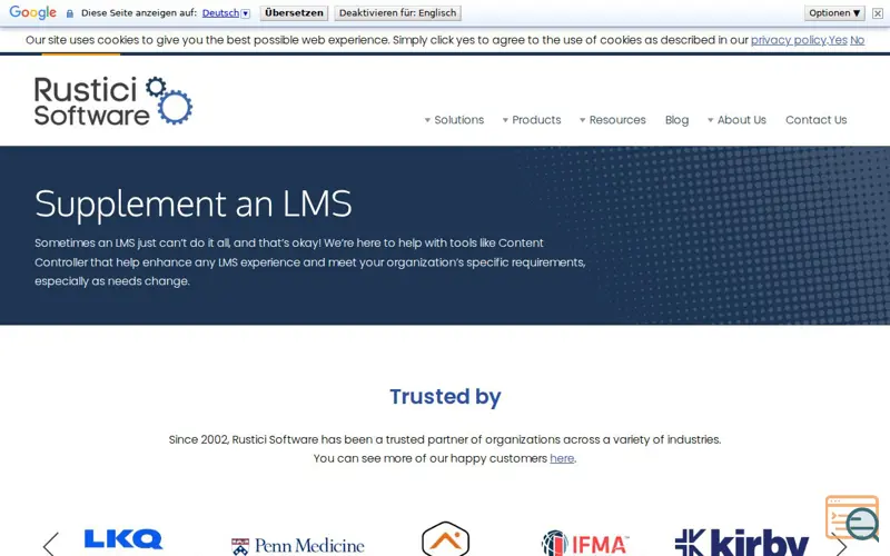 Screenshot of Content Controller - supplement your LMS, a launch using Clickagy