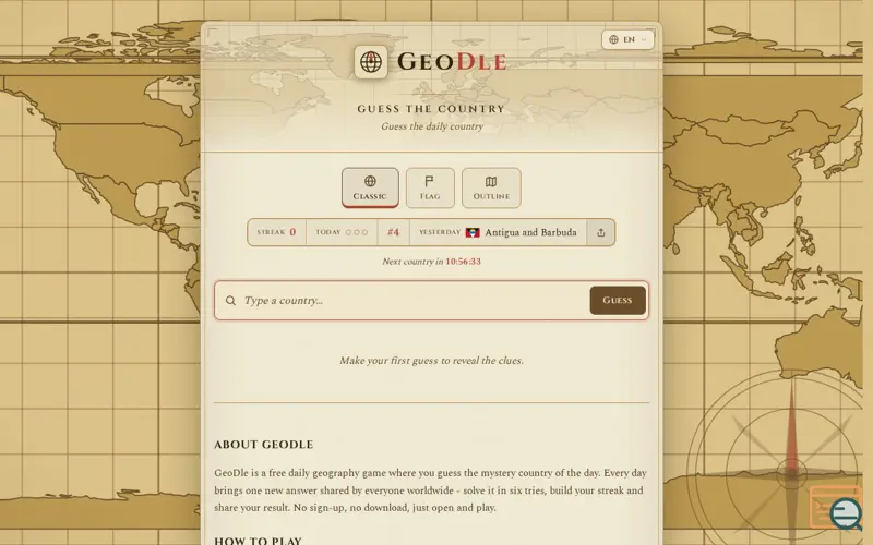 Screenshot of GeoDle