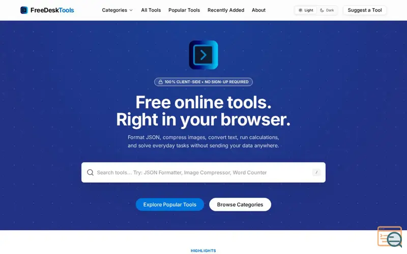 Screenshot of FreeDeskTools