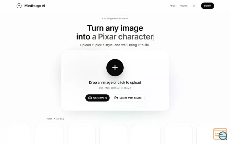 Screenshot of MindImage.AI