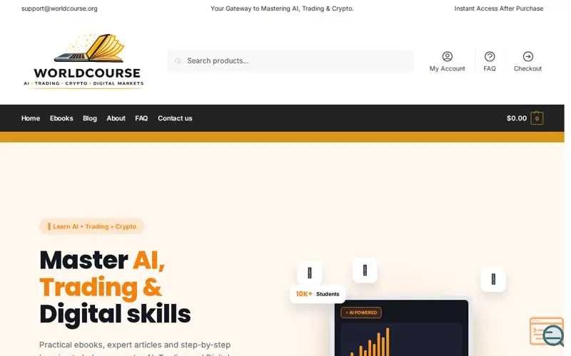 Screenshot of Home - Worldcourse, a launch using Shoptimizer