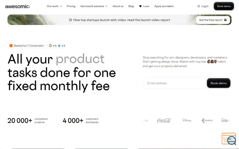 Screenshot of Awesomic, a launch using Embedly