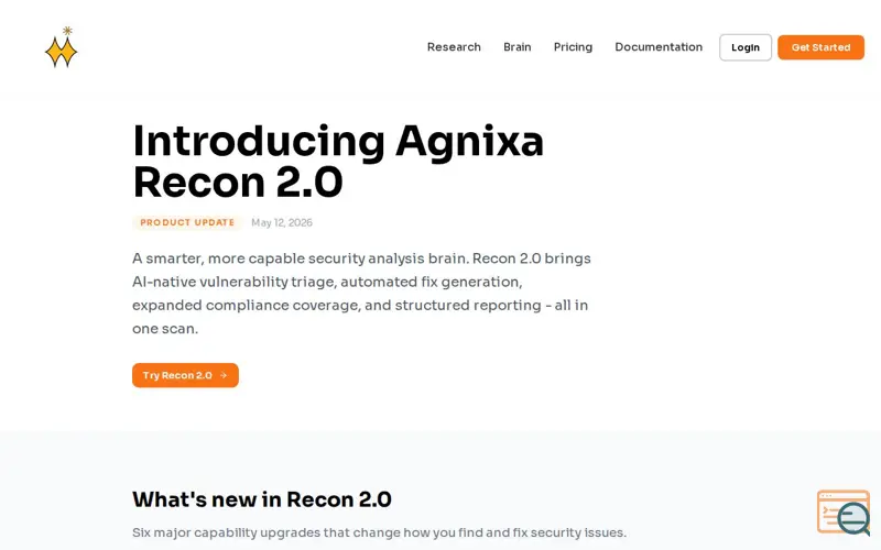 Screenshot of Agnixa Recon 2.0