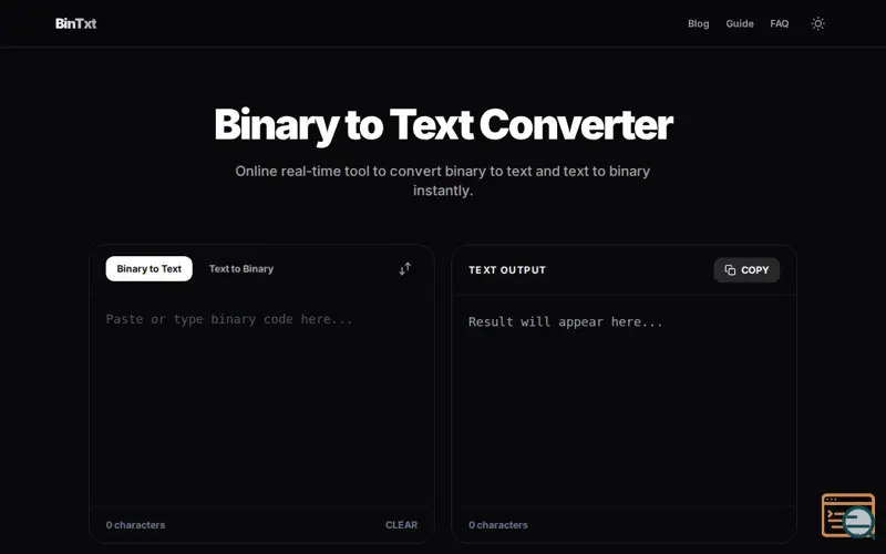 Screenshot of BinTxt - Binary to Text Converter