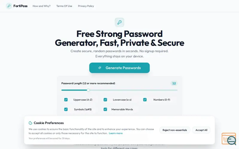 Screenshot of FortiPass
